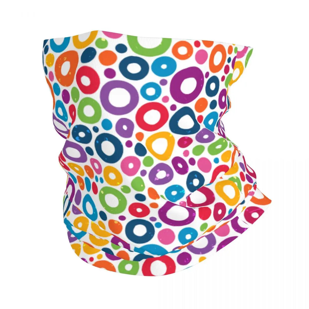 Custom Colorful Pop Art Geometric Polka Dot Bandana Winter Neck Warmer Windproof Wrap Face Scarf for Hiking Gaiter Headband