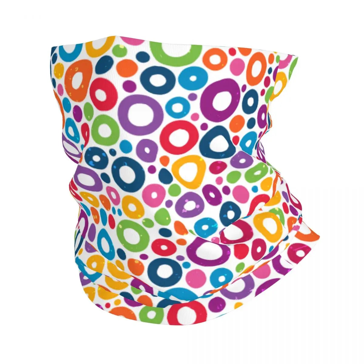 Custom Colorful Pop Art Geometric Polka Dot Bandana Winter Neck Warmer Windproof Wrap Face Scarf for Hiking Gaiter Headband