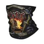 Custom Black AC DC Logo Camouflage Heavy Metal Band Bandana Neck Warmer Women Men Winter Hiking Ski Scarf Gaiter  Face Cover