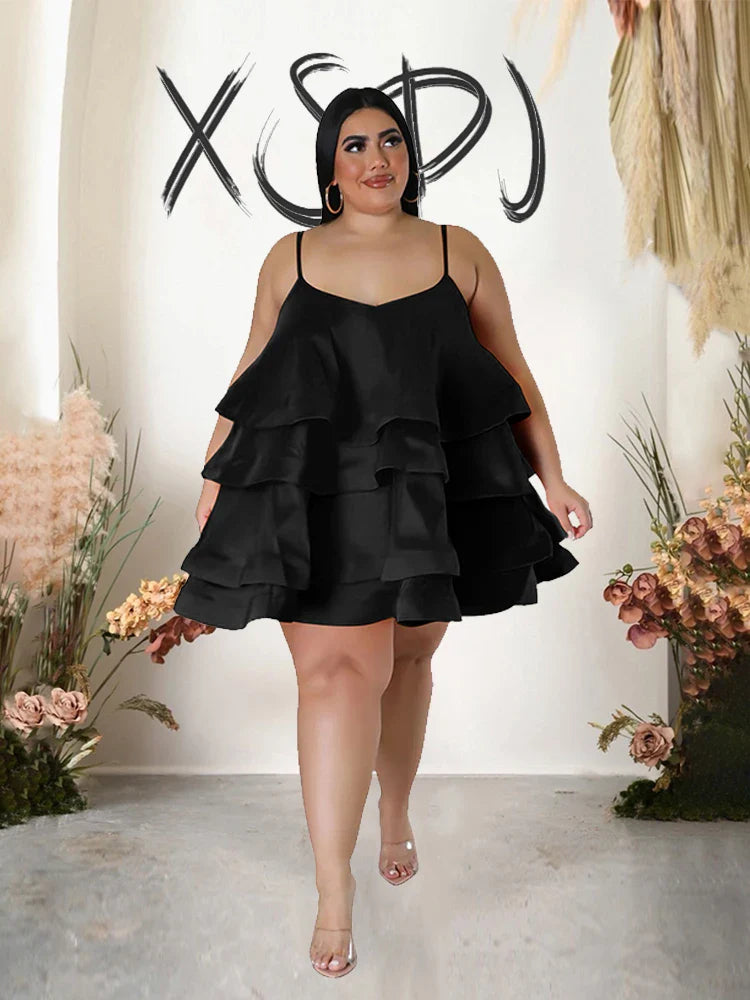 Elegant Chic Large Women Dresses Satin Summer Sexy Party Dress Strap Sleeveless Loose Plus Size Dresses Wholesale Dropshipping