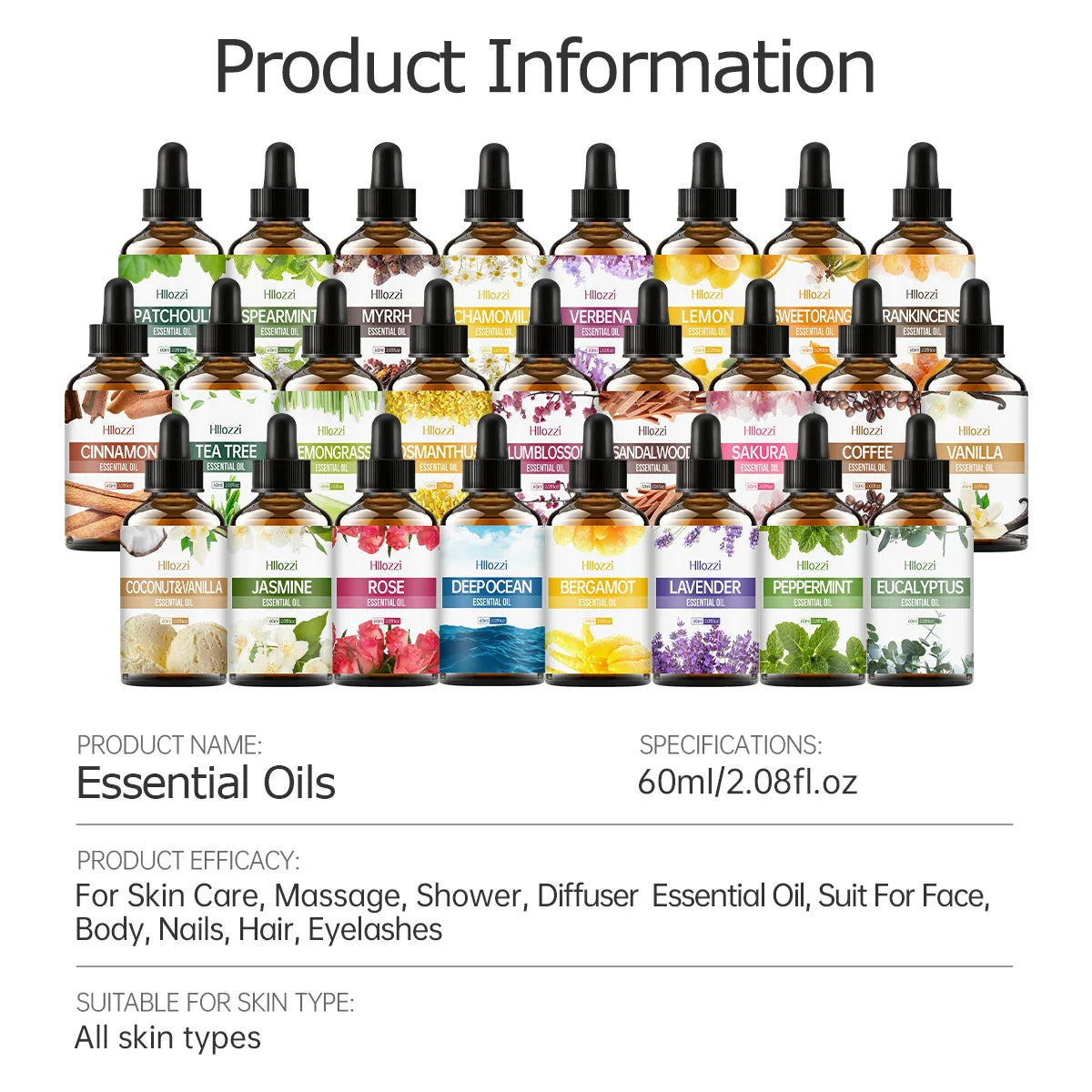 60ml Agarwood-Cedarwood-Vetiver-Pine Palm-Ocean-Sweet Tobacco-Black CastorAromatherapy Essential Oils Aromatherapy Essentia