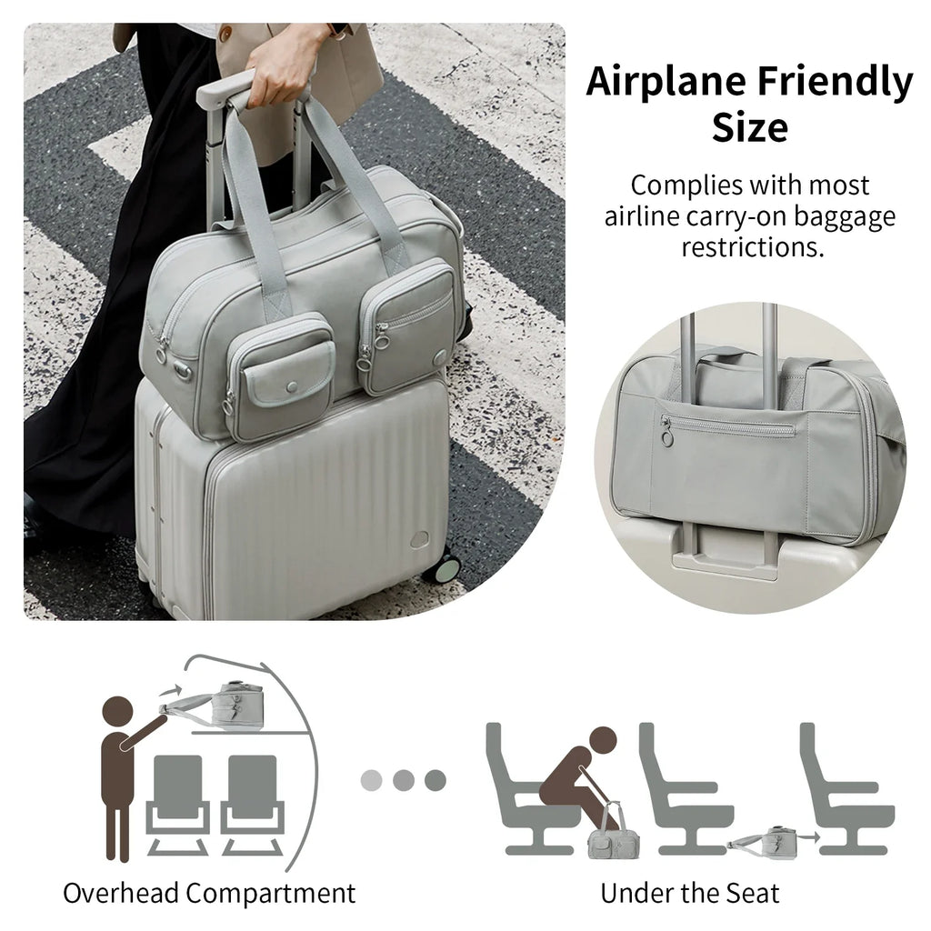 AJI Women Travel Bag Nylon Handheld Travel Bag Carry On Luggage Bag Large Capacity Weekender Gym Sport Holdall Overnight Bag