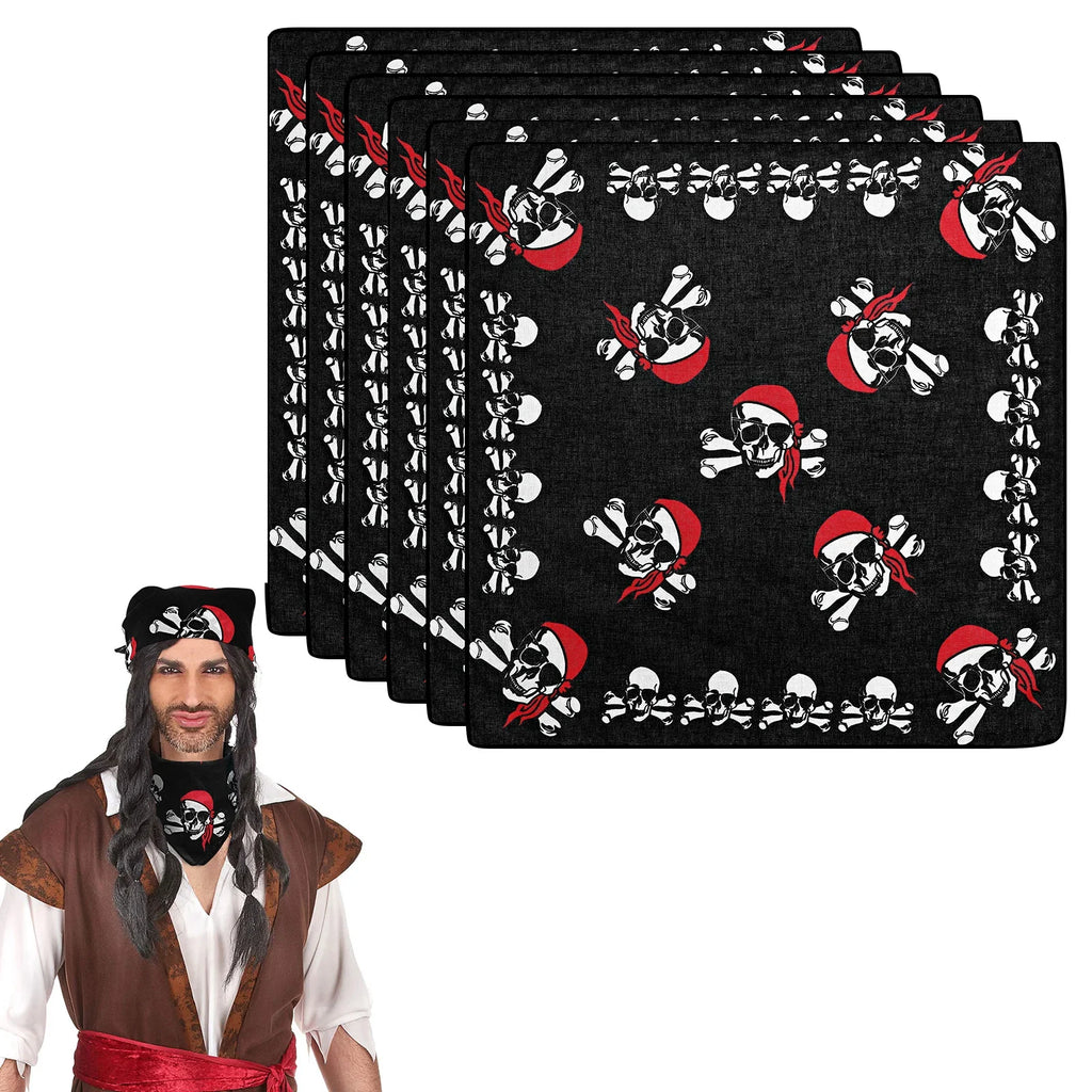 6pcs Pirate Skull Headscarf Bandana Headband Handkerchief Skeleton Cosplay Costume Props Accessories