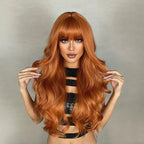 Blonde synthetic wig with straight bangs Ladies Cosplay wig High temperature silk wig set with big waves and long curly hair