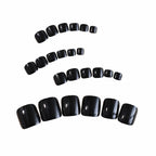 24pcs Black False Toenails Solid Color Glossy Fake Toenails Wearable Full Cover Ins Square Press on Toenail Patch for Girl Women