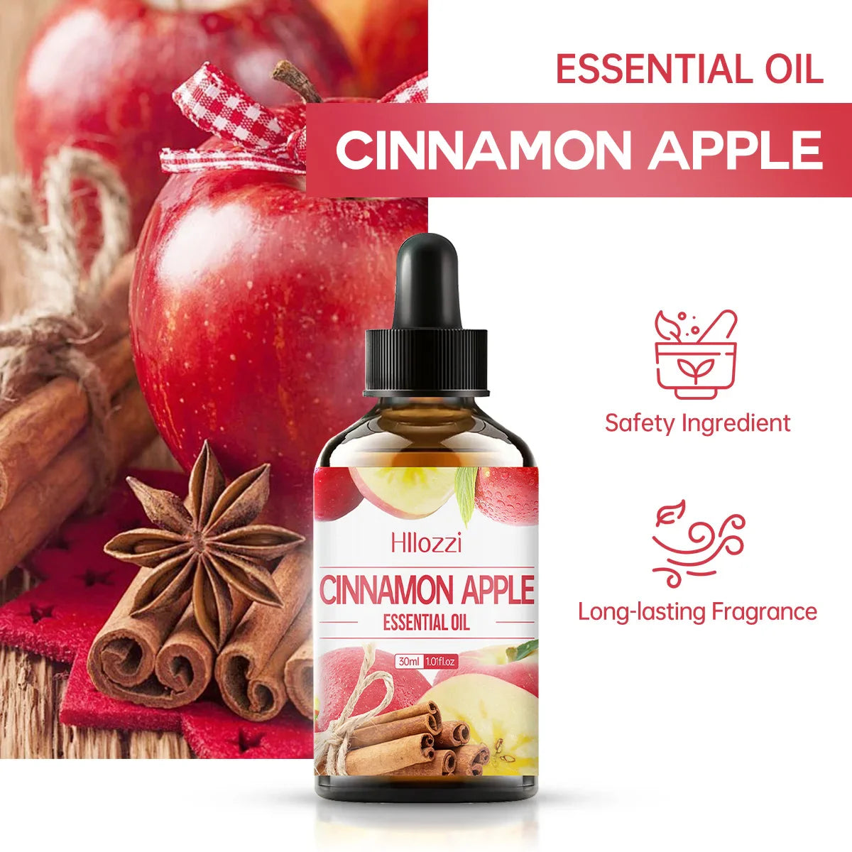 30ml Cinnamon Apple Essential Oil Pure Plant Essential Oil Multi-purpose Aromatherapy Diffuser Humidifier Soap Fruit Essential
