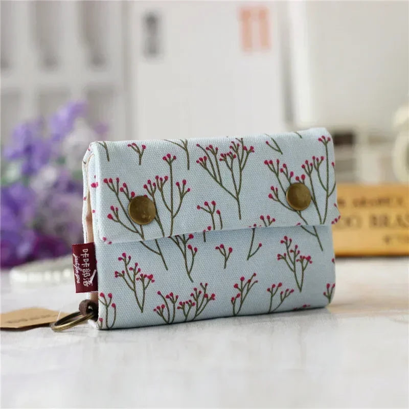 1pcs New Canvas Cartoon Totoro Cat Printed Flower Dog Women Short Wallet Cute Mini Money Key Bag Coin Pocket Purse for Children