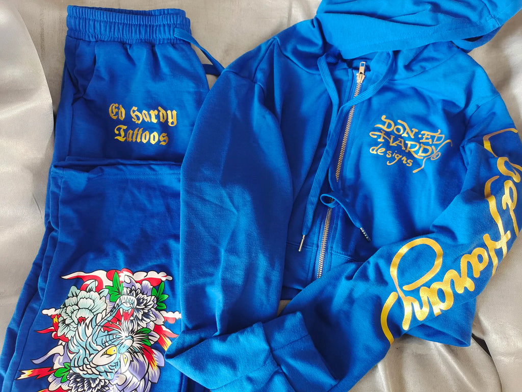 Bangniweigou Skull Love Print Zipper Short Cardigan + High Waist Straight Leg Pants Two Piece Set Women Tracksuit Autumn Winter