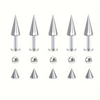 5pcs Spikes Punk Fashion Stainless Steel Lip Stud Earrings For Daily Detachable Replaceable Ball Piercing Jewelry For Men