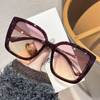 1pc Women's Large Square Frame Fashion Sunglasses - Stylish Gradient Purple Lens with Tortoiseshell Pattern