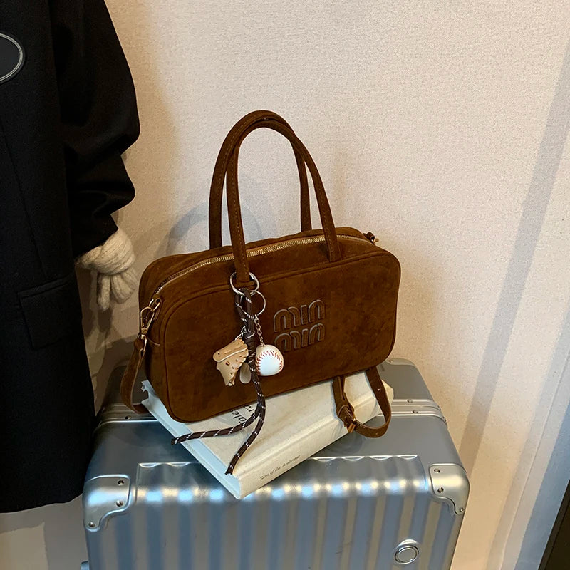 2025 new high-end luxury designer Boston handbag female niche retro fashion all-match pillow bag shoulder messenger bag trend