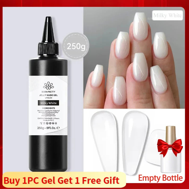 BORN PRETTY 250g Translucent Jelly Red Nude Gel Nail Polish Winter Autumn Manicure Soak Off UV LED Nail Art Gel Christmas Red