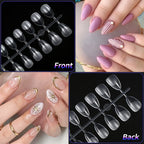 240pcs XS Fake Nails Short Square/Almond False Nail Tips Half Matte Acrylic Square Fingernails DIY For Manicure Extension Tools