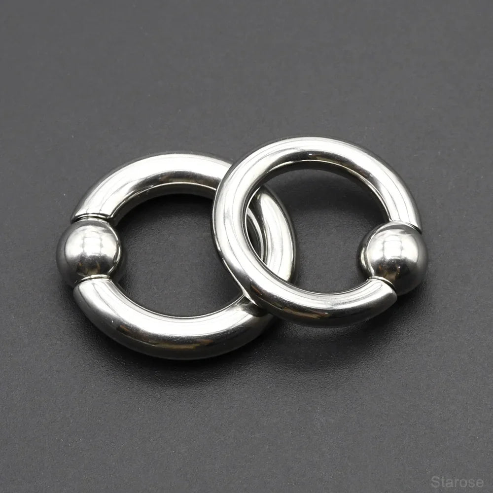 1Pc Large Gauges Stainless Steel CAPTIVE SPRING BEAD RING for Septum Piercing BCR Nose Ring Hoop Expander Earlobe Earrings 00G