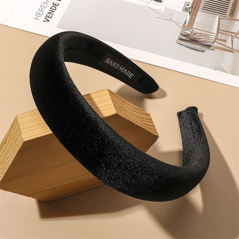 Autumn Winter Soft Velvet Cloth Sponge Padded Hairbands for Women Girls Casual Shopping Face Washing Dress Up Hair Accessories