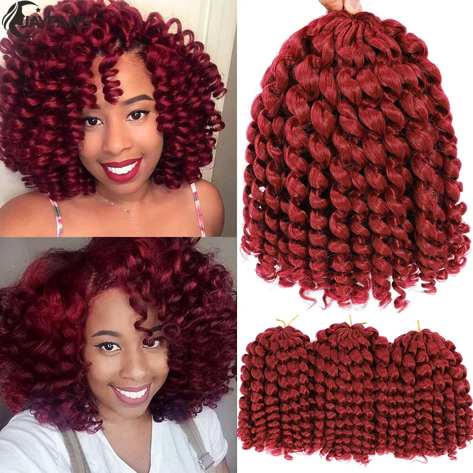 1- 5 Packs 8 inch Jumpy Wand Curl Jamaican Bounce Crochet Hair Natural Black Wand Curls Crochet Hair Short Curly Crochet Braids