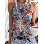 Ethnic Style Paisley 3D Print Tank Tops Women Retro Streetwear Y2k Oversized O-Neck Vest Off Shoulder Sleeveless Woman Camisole