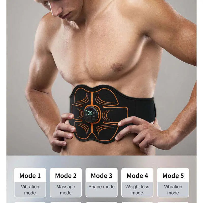 Abs Trainer EMS Abdominal Muscle Stimulator Electric Toning Belt USB Recharge Waist Belly Weight Loss Home Gym Fitness Equiment