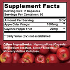 Apple Cider Vinegar - Improves Digestion, Appetite Suppression,Weight Management, Relieves Bloating - 120 Capsules