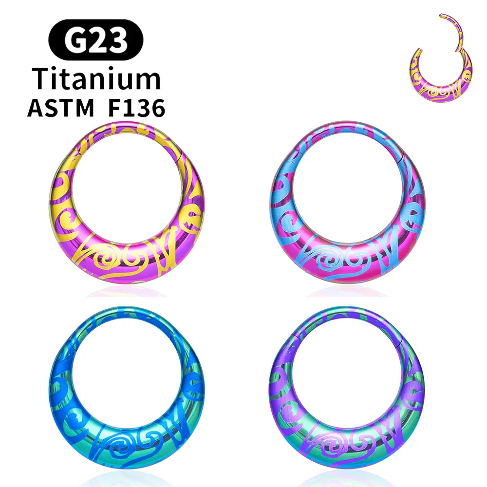 ASTM F136 Titanium 16G Moon Septum Hoop Ring Anodizing Hinged Segment Nose Clicker Tragus Helix Daith Earring Piercing Jewelry