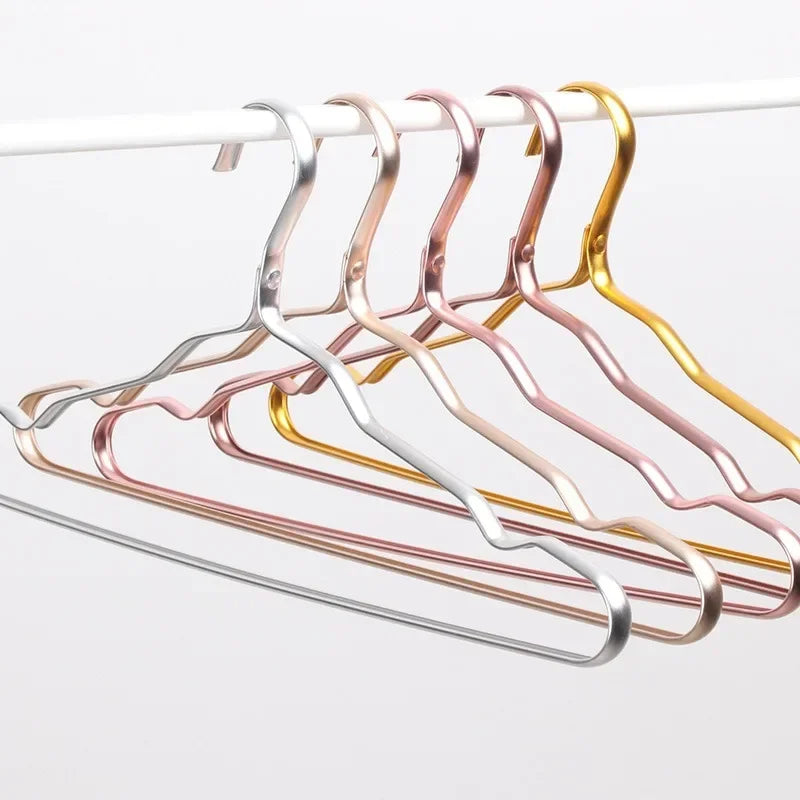 10pcs Aluminum Alloy Clothing Hanger Golden Durable Domestic Coat Supplies Organizer Wardrobe Organizer Clothing Storage Rack