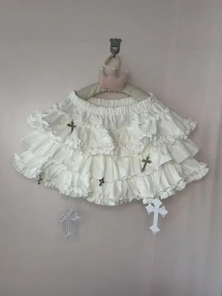 Gothic Y2k Elastic Waist Harajuku Y2k Short Skirt Women Hot Chick Chic Ruffle Subculture Skirts Design Retro Cake Skirt Lolita