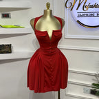 CM.YAYA Women Strapless Sleeveless Pleated Mini Dress 2025 Spring Sweet Sexy Birthday Evening Night Party Vestidos Dresses