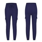 2022 New Solid Jogger Women's Cargo Pants Multi-Pocket Drawstring Elastic Waist Women Sports Pants Streetwear Casual Long Pant