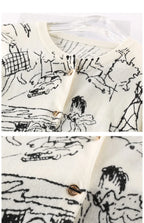 Graffiti Digital Jacquard Fine Imitation Fashion Wool Knitted Cardigan Women's 22 Spring Autumn Thin Loose Jacket Trendy Sweater