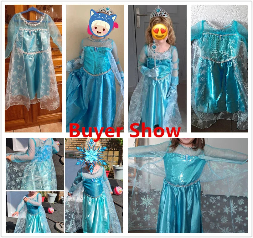 Elsa Dress for Girls 3-10Y Birthday Role Elsa Princess Dress For Kids Halloween 2024 Carnival Easter Party Cosplay Girls Costume