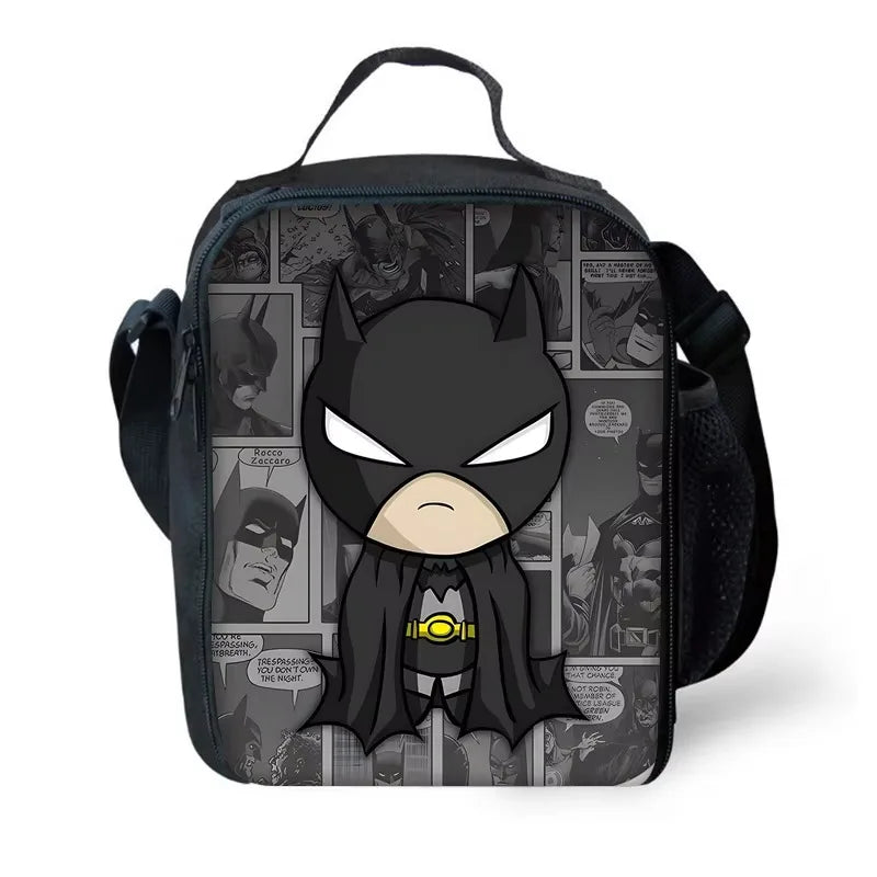 Child Superhero Batmans School Backpack with Lunch Bags ,Pencil Bags ,School Bags for Boys Girls Best Gift