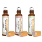 EUQEE 3PCS Fragrance Oils Roll-On Long Lasting Scent Coconut & Vanilla White Musk Baby Powder Fresh Linen Oud Wood Amber Romance