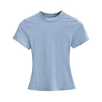 2025 New High Quality Casual T shirt Sexy Slim Short Sleeves Fashion Trend Solid Women Clothing y2k Tops