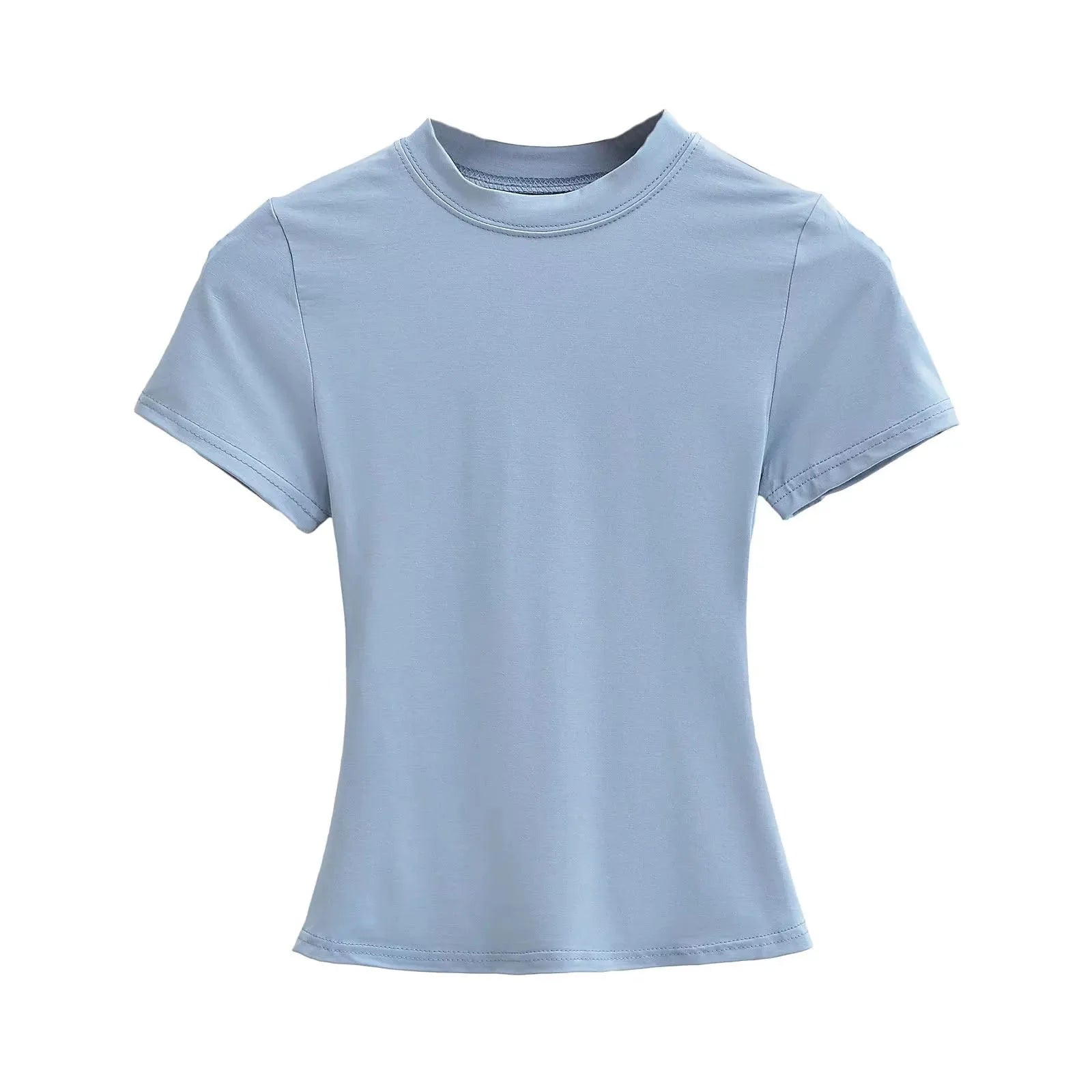 2025 New High Quality Casual T shirt Sexy Slim Short Sleeves Fashion Trend Solid Women Clothing y2k Tops