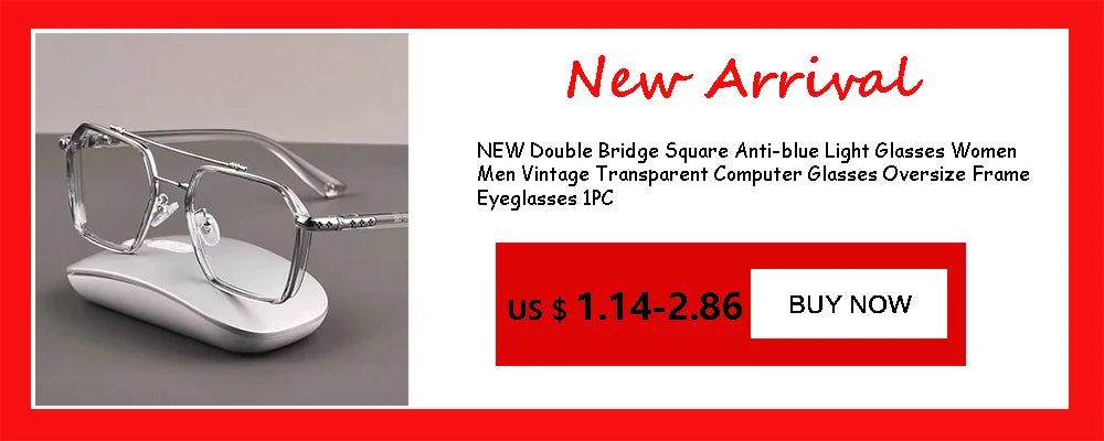 2024 Oversized Square Glasses Anti Blue Light Glasses Large Frame Myopia Glasses Flat Light Glasses Transparent Eyeglasses