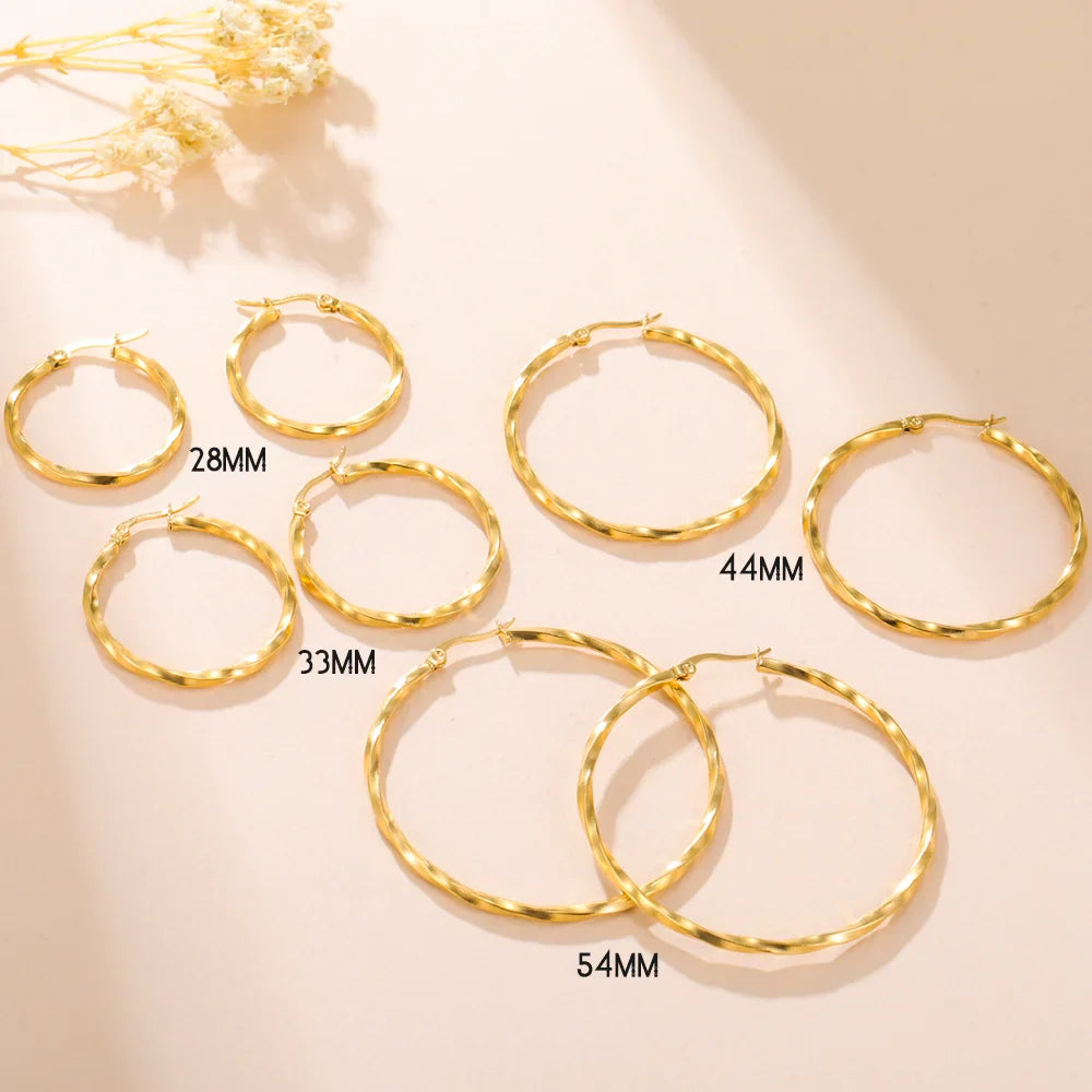 Cazador Geometric Twisted Hoops Earrings Women Real Gold Plated Stainless Steel Earrings Trend 2025 Jewelry Party Birthday Gift