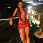 Combhasaki Womens Summer Beachwear Y2K Halter Deep V-Neck Sleeveless Backless Flower Tie-dye Print Bodycon Slim Short Mini Dress