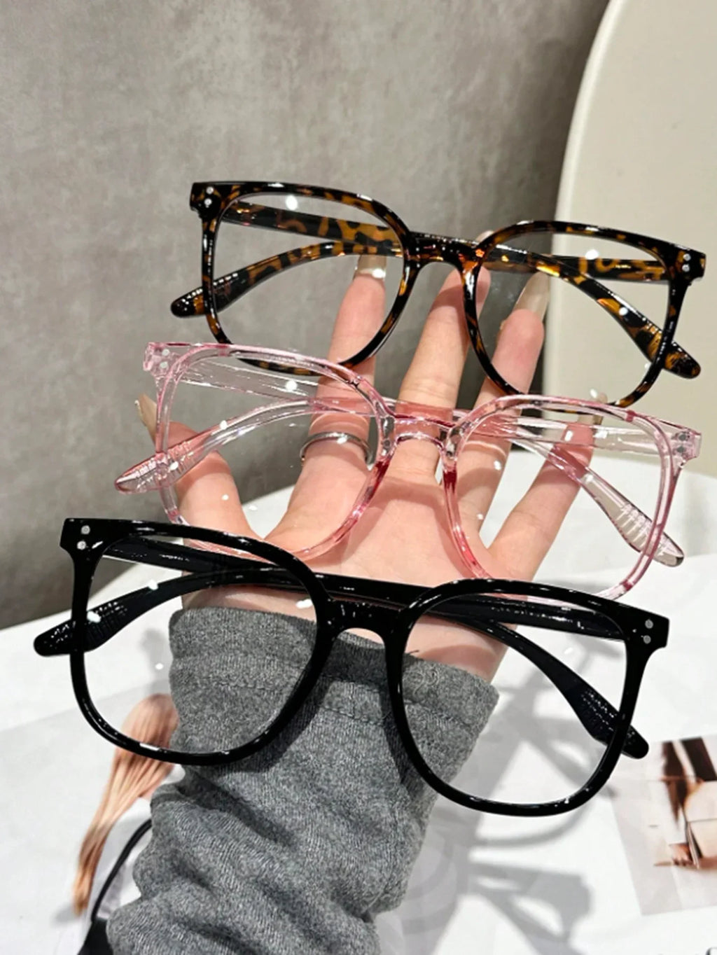 1Pc/3Pcs/4Pcs/6Pcs European and American Classic Popular Square Frame Glasses Set Men's and Women's Fashion Glasses