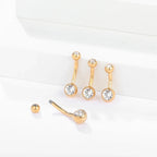 10pcs/lot Titanium CZ Crystal Belly Button Ring Navel Bar Piercing 6/8/10/12mm Belly Nombril Piercing Sexy Jewelry for Women 14G