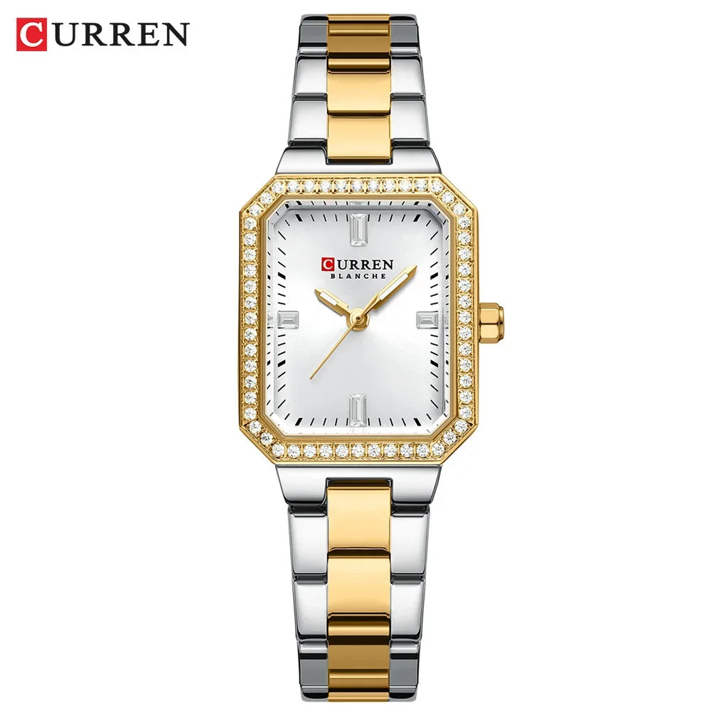 CURREN Women Watch Quartz Watch for Ladies Simple Elegant Dress Wristwatch Stainless Steel Bracelet