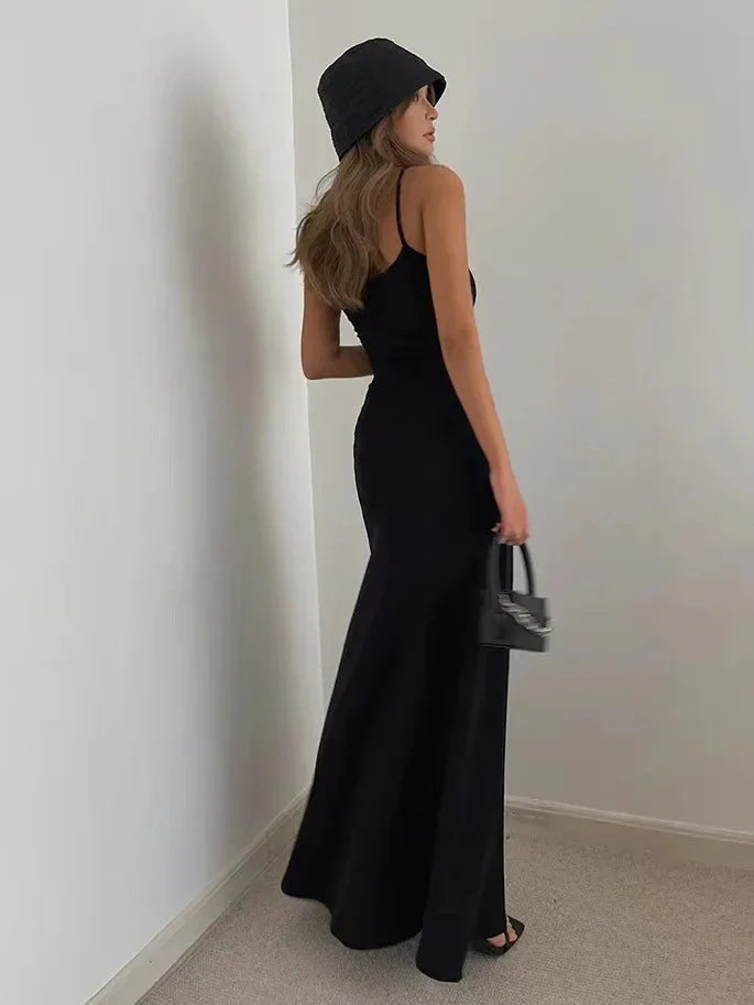 2024 Summer Women's New Fashion Simple Temperament Suspender Long Backless Slim Waisted Sexy Sweet And Spicy Casual Dresses