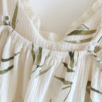 2025 Summer New Women's Two Piece Set of 100% Pure Cotton Crepe Cloth with Chest Cushion Sleepwear Sweet and Cute Home Fury