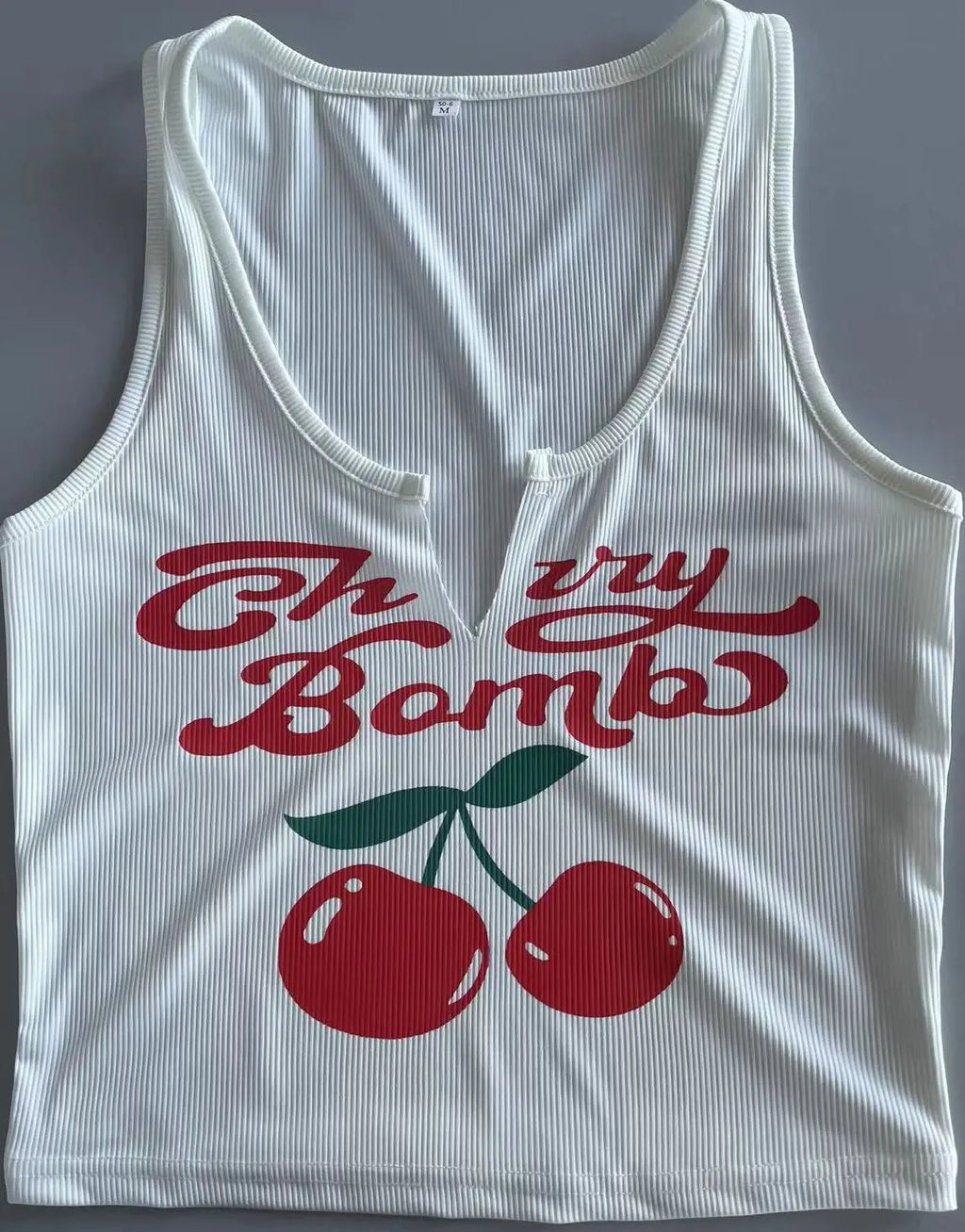 2024 Summer Fashion Cherry Teenage girls Sexy Letter Printed U Neck Tank tops Tops Women's Clothing