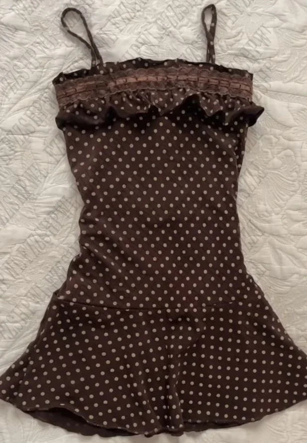 Aesthetic Slim Dress Harajuku Y2K Women Polka dot skirt Chic Maiden Frock Hot Girl Classic Fashion Classic Korean emo Sundress