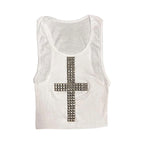 Emo Kpop Goth Baby Tees Women 90s Vintage Clothing T-shirts Kawaii Girl Harajuku Cross Hot Stamping Y2k Clothes Streetwear