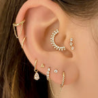 1PC Little Star Moon Snake Crystal Charms Pendant Helix Daith Earrings for Women Hanging Matching Piercing Lobe Tragus Jewelry