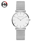 HANNAH MARTIN Brand Classic Women Quartz Watch 36mm Rose Gold Stainless Steel Mesh Strap Japanese Movement Girl Gift Wrist Watch