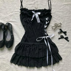 Grunge Punk Gothic Fairycore Emo Girls Dress Sexy Slim Lace Chic Fashion Aesthetic Women's Dresses Harajuku Retro Y2K Streetwear