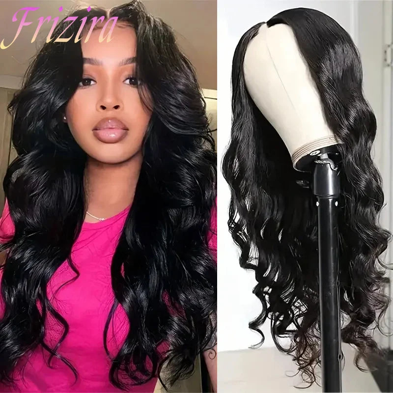 Body Wave V Part Wigs Human Hair 250% Density For Women Full Head Clip In Half Wig No Leave Out Body Wave Wig For Black Women