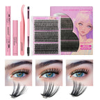 ANNAFRIS 300Pcs DIY Cluster Lash Extension Kit Color individual Lashes Kit with Lash Bond&Seal Remover Tweezers